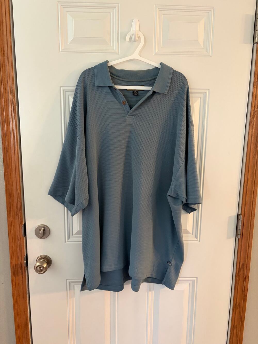 Tommy Bahama Men’s XXL Blue Silk Cotton Textured Short Sleeve Polo Shirt